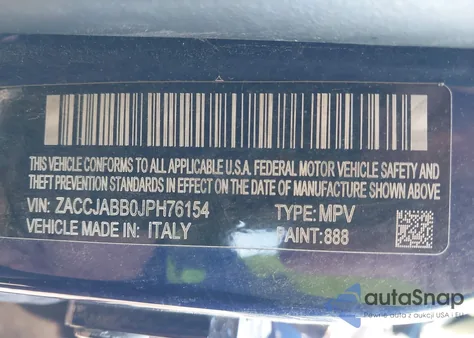 2018 Jeep Renegade Latitude Fwd z USA, uszkodzony, nr VIN ZACCJABB0JPH76154